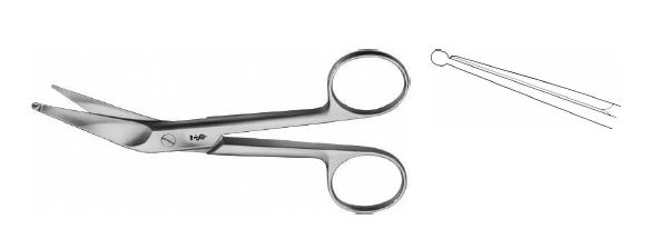 Навлес ножиці для перев'язувального матеріалу загнуті 140 мм